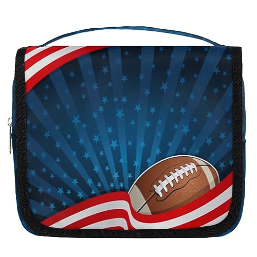 Fußball American Ball Reise-Kulturbeutel für Frauen Männer Ball Waschbeutel Tasche Hängende Toilettenartikel Kosmetik Make-up Organizer, farbe, 4.7 L, Taschen-Organizer von TropicalLife