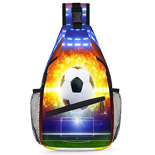 Fußball-Schulter-Rucksack für Herren und Damen, Fußball, Umhängetasche, Brusttasche für Reisen, Wandern, lässiger Tagesrucksack, Rucksack, multi, 35,6 cm, Sling Rucksack von TropicalLife