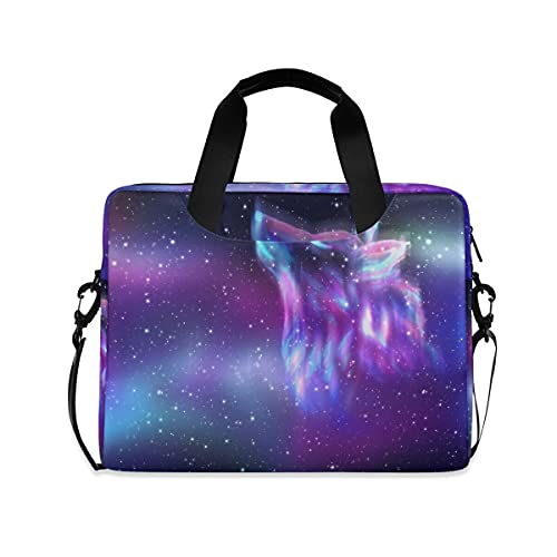 Galaxy Wolf Muster Laptop Tasche Computer Tasche 15,6 Zoll Reise Aktentasche mit Schultergurt für Männer Frauen von TropicalLife