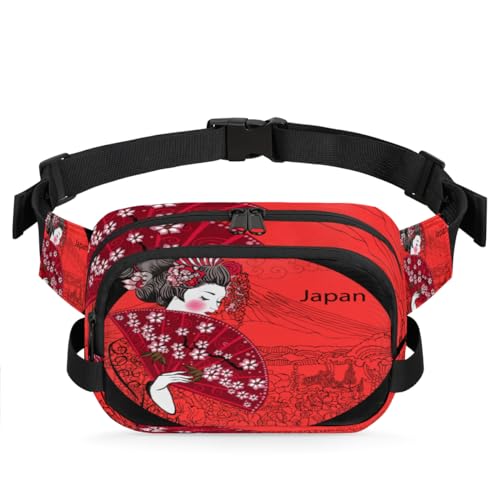 Geisha Bauchtasche für Damen, Herren, Mädchen, Jungen, Kinder, japanische Bauchtasche, Laufen, Sport, Wandern, Geldbörse, Gürteltasche, farbe, XL, Taschen-Organizer von TropicalLife