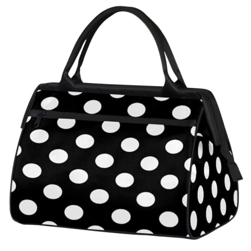 Gepunktete Reisetasche für Damen und Herren, 24 l, weiße Punkte, Wochenendtasche, Sporttasche, Fitnessstudio, Reisen, Übernachtung, Wochenendtasche, farbe, (24L) UK, Taschen-Organizer von TropicalLife