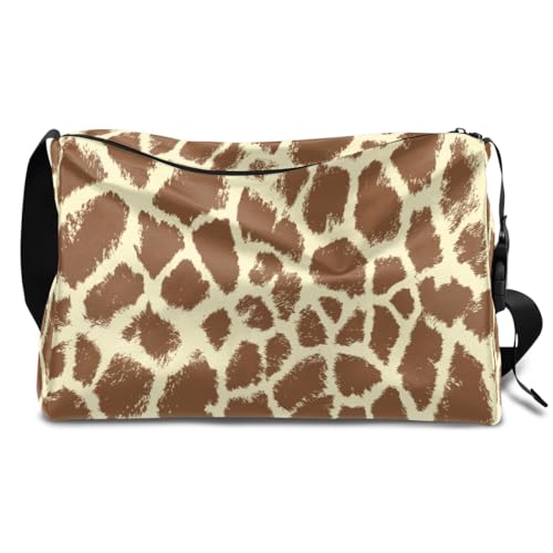 Giraffe Print Leder Duffle Bag für Mann Frau Jungen Mädchen Giraffe Wochenende Übernachtung Sport Gym Bag Reisetasche Single Shoulder Crossbody Handtasche, farbe, 18.5L, Taschen-Organizer von TropicalLife