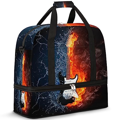 Gitarren-Reisetasche für Damen und Herren, E-Gitarre, 47 l, Wochenendtasche mit Trolleyhülle, Schultertasche, nass getrennt für Sport, Fitnessstudio, Reisetasche, multi, 47L, Reisetasche von TropicalLife