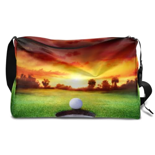 Golfball Leder Duffle Bag für Mann Frau Jungen Mädchen Golf Wochenende Übernachtung Sport Gym Tasche Reisetasche Single Shoulder Crossbody Handtasche, farbe, 18.5L, Taschen-Organizer von TropicalLife