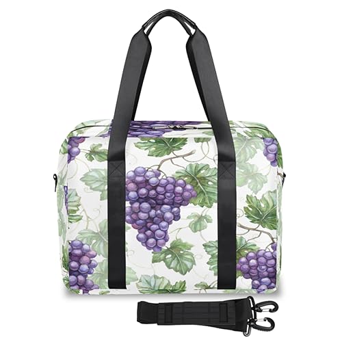 Grape Travel Duffel Bags for Women Men Purple Grape Weekend Overnight Bag 32L Large Cabin Holdall Tote Bag for Travel Sports Gym, farbe, 32 L, Taschen-Organizer von TropicalLife