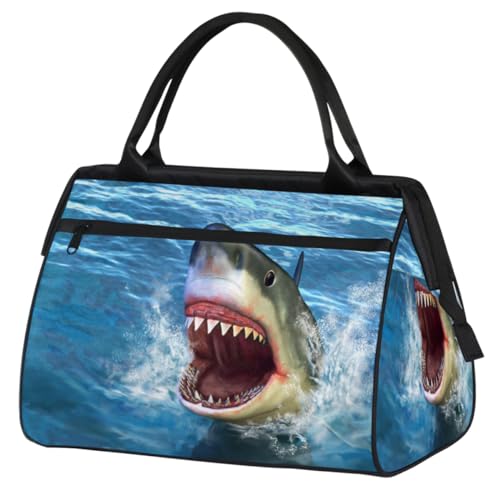 Great White Shark Ocean Travel Duffel Bag for Women Men 24L, Shark Weekend Bag Sports Tote Gym Travel Overnight Weekender Bag, farbe, (24L) UK, Taschen-Organizer von TropicalLife
