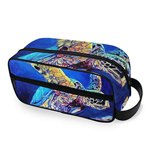 Große Kapazität Make-up Tasche Organizer Deep Sea Turtle Ocean Animal Travel Portable Cosmetic Case Toiletry Storage Bag Tote Wash Bag for Women Girls von TropicalLife