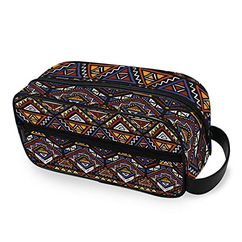 Große Kapazität Make-up Tasche Organizer Retro Tribal Geometrische Azteken Reise Tragbar Kosmetikkoffer Kulturbeutel Aufbewahrungstasche Tote Waschtasche für Frauen Mädchen von TropicalLife