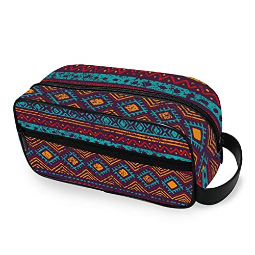 Große Kapazität Make-up Tasche Organizer Vintage Retro Ethnische Azteken Reise Tragbar Kosmetikkoffer Kulturbeutel Aufbewahrungstasche Tote Waschtasche für Frauen Mädchen von TropicalLife