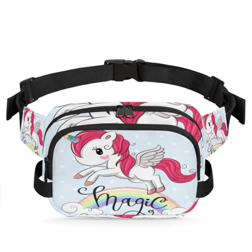 Gürteltasche mit Cartoon-Regenbogen-Einhorn, für Damen, Herren, Mädchen, Jungen, Kinder, Einhorn-Bauchtasche, Laufen, Sport, Wandern, Geldbörse, Gürteltasche, farbe, XL, Taschen-Organizer von TropicalLife