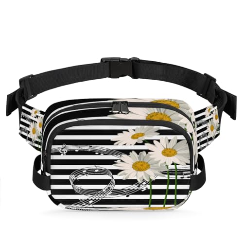 Gürteltasche mit Gänseblümchen mit Musiknoten für Damen, Herren, Mädchen, Jungen, Kinder, Musikblumen, Bauchtasche, Laufen, Sport, Wandern, Geldbörse, Gürteltasche, farbe, XL, Taschen-Organizer von TropicalLife