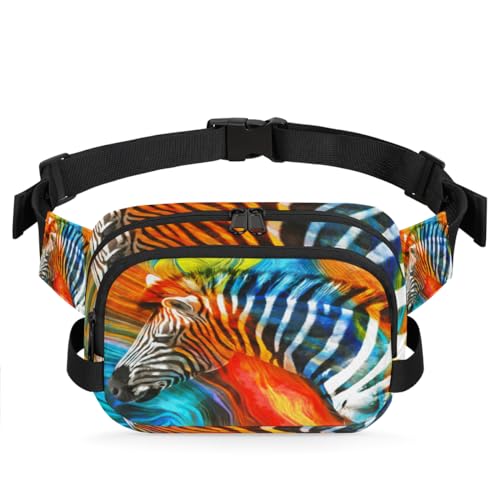 Gürteltasche mit abstraktem Regenbogen-Zebramuster für Damen, Herren, Mädchen, Jungen, Kinder, Zebra-Bauchtasche, Laufen, Sport, Wandern, Geldbörsen, Gürteltasche, farbe, XL, Taschen-Organizer von TropicalLife