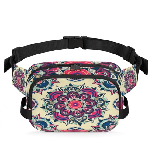 Gürteltasche mit ethnischem Mandala-Motiv, für Damen, Herren, Mädchen, Jungen, Kinder, ethnisches Blumenmuster, Bauchtasche, Laufen, Sport, Wandern, Geldbörse, Gürteltasche, farbe, XL, von TropicalLife