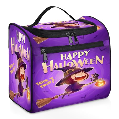 Halloween Hexe Reise Make-up Tasche für Damen Herren Mädchen Jungen Lustige Hexe 11,2 l Kulturbeutel Kulturbeutel Hängende Toilettenartikel Kosmetik Organizer Duschtasche, farbe, 11.2L, von TropicalLife