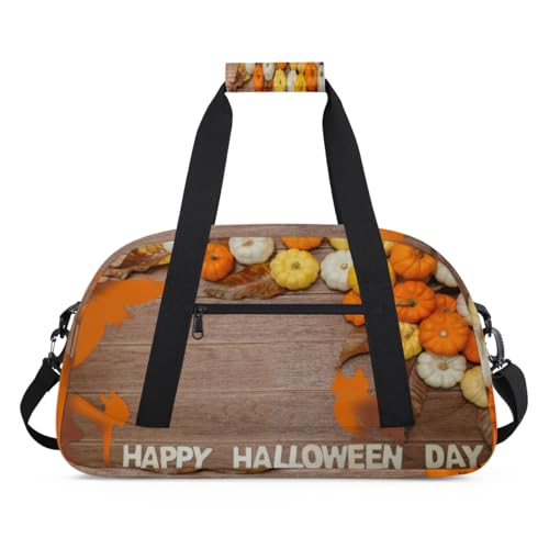 Halloween-Kürbis-Sporttasche für Damen und Herren, Kürbisholz, 24 l, Wochenend-Übernachtungstasche, Tragetasche, Reisetasche, Turnbeutel für Kinder, Mädchen, Jungen, farbe, (24L) UK, Taschen-Organizer von TropicalLife