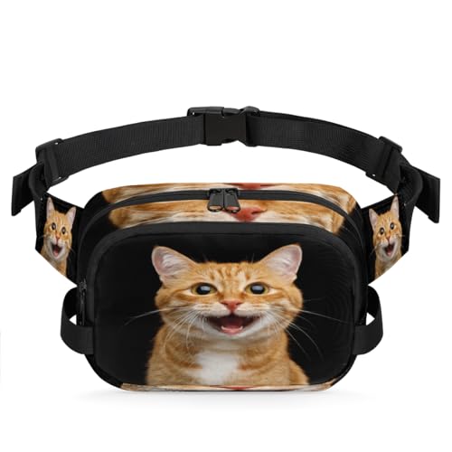 Happy Cat Bauchtasche für Damen, Herren, Mädchen, Jungen, Kinder, lustige Katze, Bauchtasche, Laufen, Sport, Wandern, Geldbörse, Gürteltasche, farbe, XL, Taschen-Organizer von TropicalLife