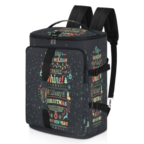 Happy Christmas Sport Duffel Rucksack für Männer Frauen, Weihnachten Wochenende Tasche mit Schuhfach Tote Übernachtungstasche 47,5L für Sport Gym Reisen, farbe, 47.5L, Taschen-Organizer von TropicalLife