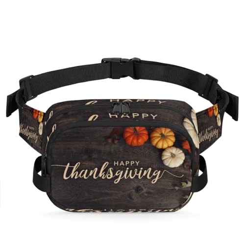 Happy Thanksgiving Bauchtasche für Damen, Herren, Mädchen, Jungen, Kinder, Thanksgiving-Kürbisse, Bauchtasche, Laufen, Sport, Wandern, Geldbörse, Gürteltasche, farbe, XL, Taschen-Organizer von TropicalLife