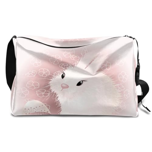 Hase Ostern Print Leder Duffle Bag für Mann Frau Jungen Mädchen, Ostern Kaninchen Wochenende Übernachtung Sport Turnbeutel Reisetasche Single Shoulder Crossbody Handtasche, farbe, 18.5L, von TropicalLife