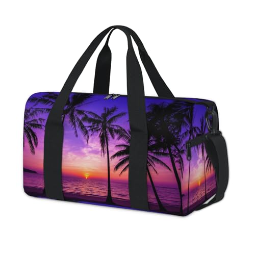 Hawaii Sonnenuntergang Strand Sport Seesack Strand Palme Wochenende Übernachtung Tasche Tote Holdall Casual Travel Gym Seesack für Kinder Mädchen Jungen Frauen Männer von TropicalLife