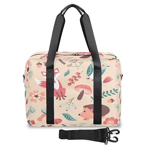 Herbst Wald Tier Reise Duffel Taschen für Frauen Männer Niedliche Tier Wochenende Übernachtung Tasche 32L Große Kabine Holdall Tote Bag für Reisen Sport Gym, farbe, 32 L, Taschen-Organizer von TropicalLife