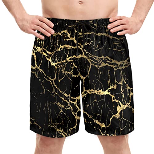 Herren Badehose Schwarz Gold Marmor Druck Schnell Trocken Herren Badeanzüge Bademode Strandshorts Trunks mit Netzfutter für Männer Sport Baden, S, mehrfarbig, L/XL von TropicalLife