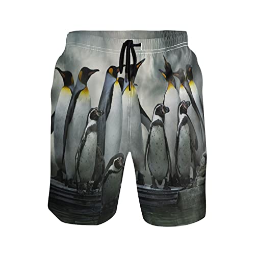 Herren Strand Shortss Tier Pinguin Badehose S Board Shorts Netzfutter Badeanzüge, multi, S/M von TropicalLife