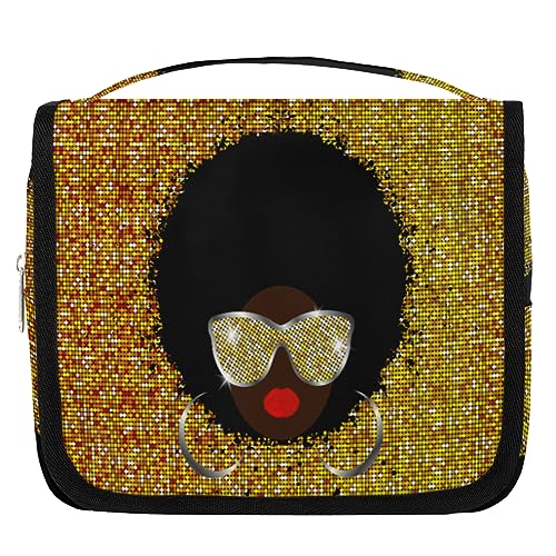 Hippie Frau Reise Kulturbeutel für Frauen Männer afrikanische Frau Kulturbeutel Tasche hängen Toilettenartikel Kosmetik Make-up Organizer, farbe, 4.7 L, Taschen-Organizer von TropicalLife