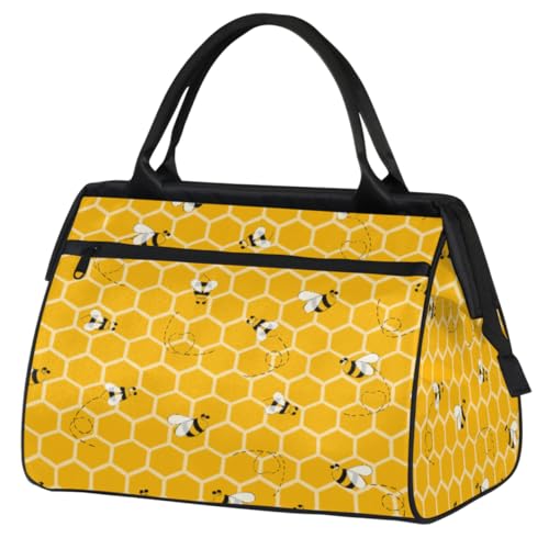 Honeycomb Animals Bee Travel Duffel Bag for Women Men 24L, Bee Weekend Bag Sports Tote Gym Travel Weekender Bag, farbe, (24L) UK, Taschen-Organizer von TropicalLife