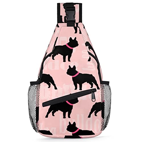 Hunde-Schulter-Rucksack für Herren und Damen, Bulldogge, Umhängetasche, für Reisen, Wandern, lässiger Tagesrucksack, Rucksack, multi, 35,6 cm, Sling Rucksack von TropicalLife