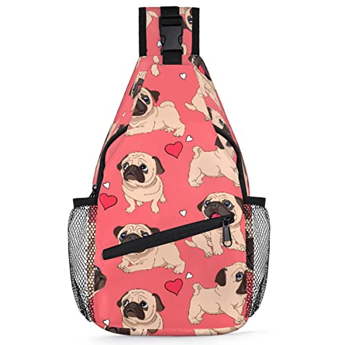 Hunde-Welpen-Rucksack für Herren und Damen, lustig, Umhängetasche für Reisen, Wandern, lässiger Tagesrucksack, Rucksack, multi, 35,6 cm, Sling Rucksack von TropicalLife