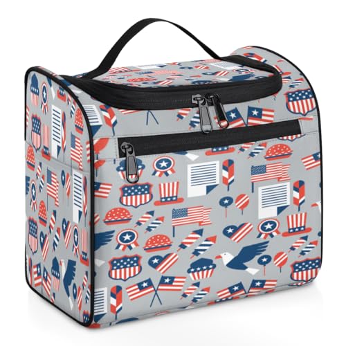 Independence Day USA Reise-Make-up-Tasche für Damen, Herren, Mädchen, Jungen, USA, 11,2 l, Kulturbeutel, Kulturbeutel, zum Aufhängen, Kosmetik-Organizer, Duschtasche, farbe, 11.2L, Taschen-Organizer von TropicalLife