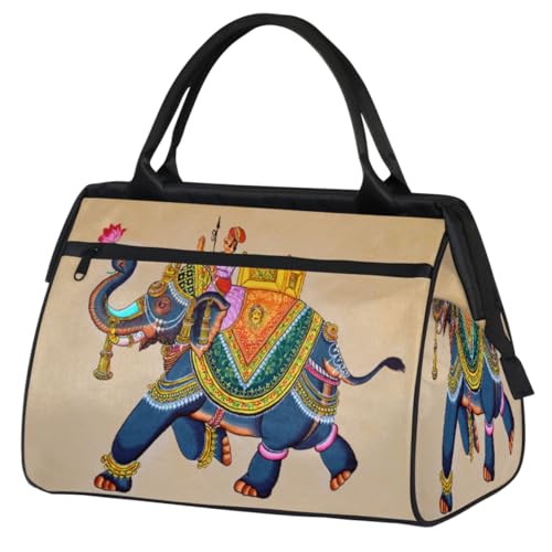 Indischer Elefant Reisetasche für Damen und Herren, 24 l, Elefanten-Wochenendtasche, Sporttasche, Fitnessstudio, Reisen, Übernachtung, Wochenendtasche, farbe, (24L) UK, Taschen-Organizer von TropicalLife