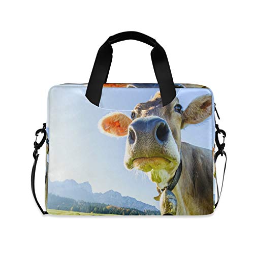 JNlover Lustige Tierkuh Laptoptasche 16 Zoll, tragbare Hülle, Aktentasche, Laptoptasche, Notebook, Computer, Tragetasche für Damen und Herren von TropicalLife