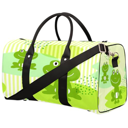 Kawaii Frosch-Reisetasche für Damen, Herren, Kinder, Mädchen, Jungen, Frosch, 22,7 l, Wochenendtasche, Übernachtungstasche, Schultertasche, Gepäcktasche für Sport, Fitnessstudio, Reisen, farbe, 22.7 von TropicalLife