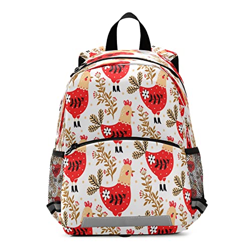 Kinder-Rucksack, Motiv: Huhn, Blume, Tier, Blätter, kleiner Kleinkinder, Schultaschen, 27 x 15 x 32 cm, für Jungen und Mädchen von TropicalLife