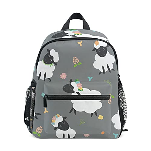 Kinder-Rucksack für Mädchen und Jungen, niedliches Lamm, Schaf, Blumenmuster, Kleinkinder, Schultasche mit Brustgurt und Flaschenhalter, Rucksack für Vorschule, Kindergarten, leicht Kinder-Rucksack für Mädchen und Jungen, niedliches Lamm, Schaf, Blumenmuster, Kleinkinder, Schultasche mit Brustgurt und Flaschenhalter, Rucksack für Vorschule, Kindergarten, leicht von TropicalLife