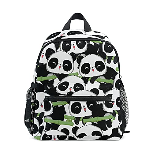 Kinderrucksack für Mädchen und Jungen, niedliches Panda-Bambus-Muster, Schultasche mit Brustgurt und Flaschenhalter, Rucksack für Vorschule, Kindergarten, leicht von TropicalLife