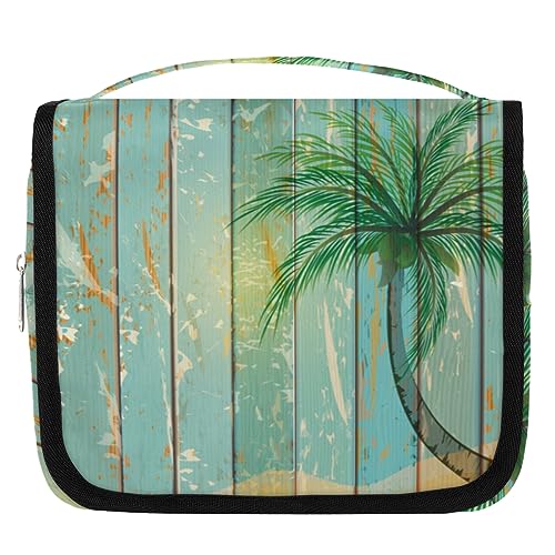 Kokosnussbaum Holz Reise Kulturbeutel für Frauen Männer Baum Waschbeutel Tasche Hängende Toilettenartikel Kosmetik Make-up Organizer, farbe, 4.7 L, Taschen-Organizer von TropicalLife