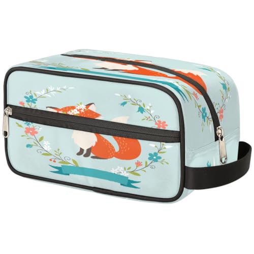 Kosmetiktasche mit Blumenfuchs für Damen, Herren, Kinder, Mädchen, Jungen, Fuchs, Kulturbeutel, Kulturbeutel, Kosmetik-Organizer, Duschtasche, farbe, Einheitsgröße, Taschen-Organizer von TropicalLife