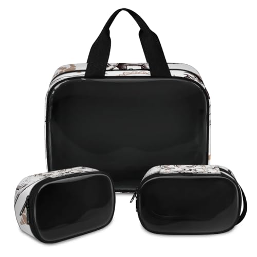 Kosmetiktasche mit Tier-Dinosaurier-Motiv, für Damen und Herren, Dinosaurier-Druck, durchscheinend, Kulturbeutel, Duschtasche, 3 Stück, Reise-Kulturartikel, Kosmetik-Organizer, farbe, XL, von TropicalLife