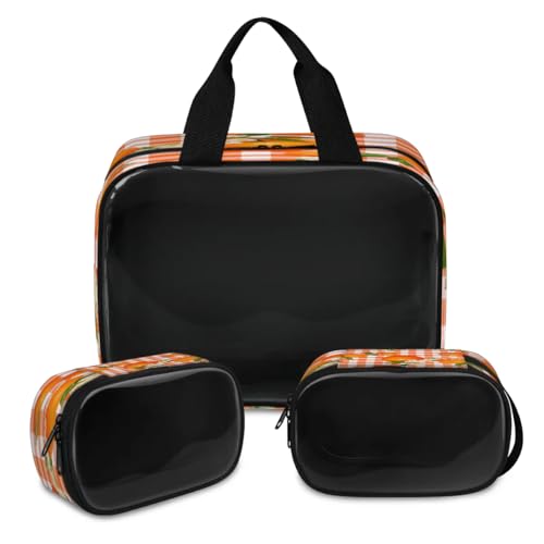 Kosmetiktasche mit kariertem Blumenmuster, für Damen und Herren, durchscheinend, Kulturbeutel, Duschtasche, 3 Stück, Reise-Kulturartikel, Kosmetik-Organizer, farbe, XL, Kosmetiktasche von TropicalLife
