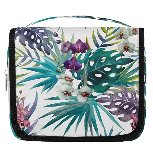 Kulturbeutel mit Dschungelblumen-Muster für Frauen und Männer, Blumen, Kulturbeutel, zum Aufhängen, für Toilettenartikel, Kosmetik, Make-up, Organizer, farbe, 4.7 L, Taschen-Organizer von TropicalLife