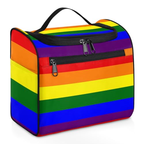 LGBT Pride Reise-Make-up-Tasche mit Regenbogen-Flagge, für Damen, Herren, Mädchen, Jungen, Regenbogen, 11,2 l, Kulturbeutel, Kulturbeutel, Kulturbeutel, Kosmetik-Organizer, Duschtasche, farbe, 11.2L, von TropicalLife