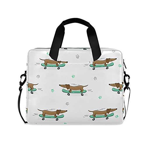 Laptop-Hülle mit Dackel-Hundepfoten-Print, Laptop-Ärmel, Aktentasche 33 35,6 cm, Computer-Messenger-Tasche mit Schultergurt für Damen Herren Mädchen Jungen von TropicalLife