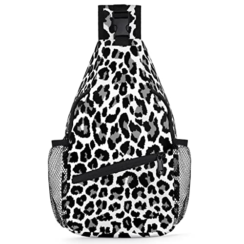 Leoparden-Rucksack für Herren und Damen, schwarz, Leopardenmuster, Umhängetasche für Reisen, Wandern, lässiger Tagesrucksack, Rucksack, multi, 35,6 cm, Sling Rucksack von TropicalLife