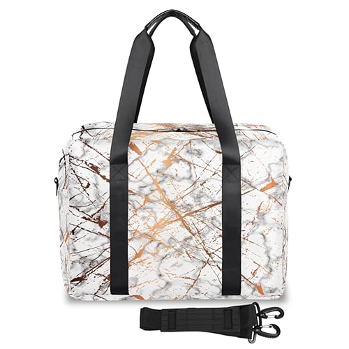 Lines Texture Marble Travel Duffel Bags for Women Men Marble Art Weekend Overnight Bag 32L Large Cabin Holdall Tote Bag for Travel Sports Gym, farbe, 32 L, Taschen-Organizer von TropicalLife