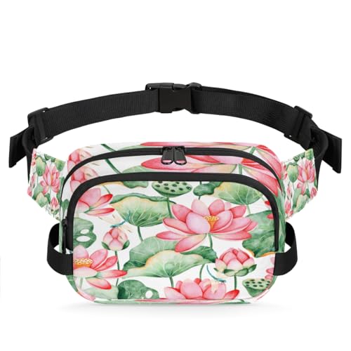 Lotus Bauchtasche für Damen, Herren, Mädchen, Jungen, Kinder, Lotus-Muster, Bauchtasche, Laufen, Sport, Wandern, Geldbörse, Gürteltasche, farbe, XL, Taschen-Organizer von TropicalLife