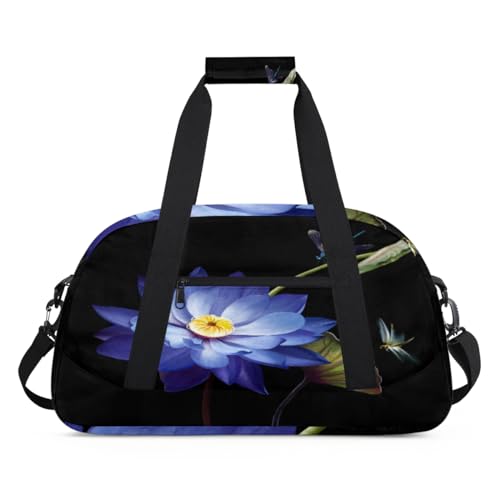 Lotus Dragonflie Sporttasche für Damen und Herren, Lotusblüte, 24 l, Wochenend-Übernachtungstasche, Tragetasche, Reisetasche, Turnbeutel für Kinder, Mädchen, Jungen, farbe, (24L) UK, Taschen-Organizer von TropicalLife