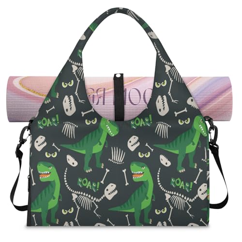 Lustige Dinosaurier-Sporttasche für Damen und Herren, Wochenendtasche mit Schuhfach, Schultertasche, Gepäcktasche für Yoga, Fitnessstudio, Reisen, farbe, L, Taschen-Organizer von TropicalLife